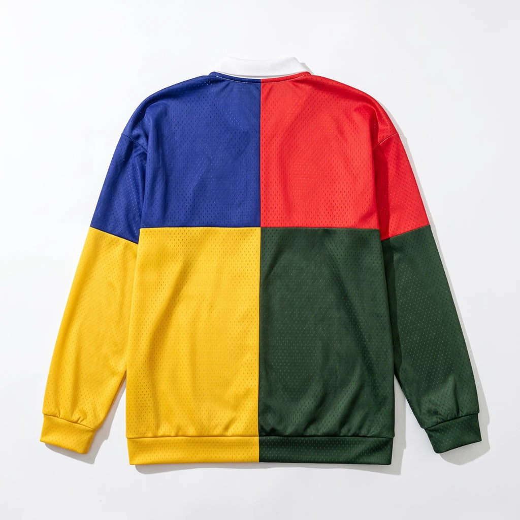 Long Sleeve Mesh Color Block